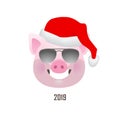 Illustration of kawaii pig, symbol of 2019 on the Chinese calendar.