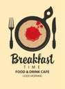 Breakfast banner with pasta, ketchup and cutlery