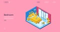 Vector banner with isometric bedroom interior Royalty Free Stock Photo