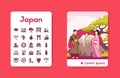 Vector banner Japan with linear icons set Royalty Free Stock Photo