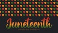Vector banner Juneteenth - celebration ending of slavery in USA, African American Emancipation Day. Text Celebrate