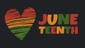 Vector banner Juneteenth - celebration ending of slavery in USA, African American Emancipation Freedom Day. Heart in