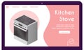 Vector banner of kitchen stove in isometric view Royalty Free Stock Photo