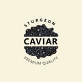 Vector banner or label with black sturgeon caviar