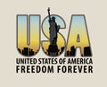 Letters USA with the image of Statue of Liberty Royalty Free Stock Photo