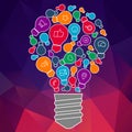 Vector banner with light bulb of idea.