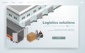 Vector Banner Logistic Solutions Cartoon Flat. Royalty Free Stock Photo