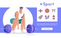 Vector banner sport exercise and linear icons set Royalty Free Stock Photo