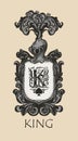 Vintage coat of arms with crown and letter K