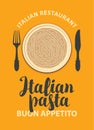 Vector banner or menu with Italian pasta and cutlery