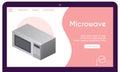 Vector banner of microwave in isometric view