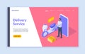 Vector banner for modern delivery service website
