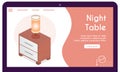 Vector banner of night table in isometric view