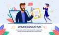 Vector Banner Online Education at University.