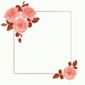 Vector banner with a place for text, decorated with pink roses with leaves Royalty Free Stock Photo