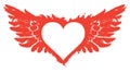 Vector banner with red flying heart with wings Royalty Free Stock Photo