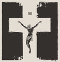 Crucified Jesus Christ on the cross, a religious illustration Royalty Free Stock Photo