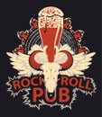 Vector banner for rock and roll music pub