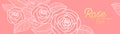 Vector Banner Rose flower happy valentines day pink background