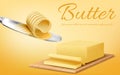 Vector banner with stick of butter and knife