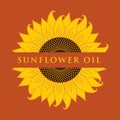 Vector banner for sunflower oil with inscription Royalty Free Stock Photo