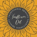 Vector banner for sunflower oil with inscription Royalty Free Stock Photo