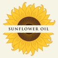 Vector banner for sunflower oil with inscription Royalty Free Stock Photo