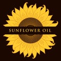 Vector banner for sunflower oil with inscription Royalty Free Stock Photo