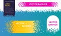 Vector banner template design with dripping irregular flow effect.