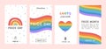 Vector Banner Template Set with LGBTQ symbols. Social media post, stories, posters template with LGBT rainbow flag