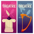 Vector banner with theatre icons Flat illustration design