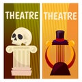 Vector banner with theatre icons Flat illustration design