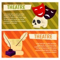 Vector banner with theatre icons Flat illustration design