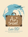 Banner on the theme of air travel with a suitcase Royalty Free Stock Photo