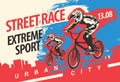 Vector banner on the theme of bicycle street race
