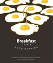 Banner for breakfast time with fried eggs