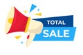 Vector banner total sale countdown badge. Last time offers icon. Last chance, last day promo discount. Megaphone on Royalty Free Stock Photo