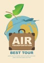 Banner with plane, suitcase and planet Earth Royalty Free Stock Photo