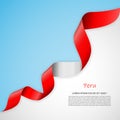 Vector banner in white and blue colors and waving ribbon with flag of Peru. Template for poster design, brochures Royalty Free Stock Photo