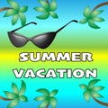 Vector banner with words summer vacation. Royalty Free Stock Photo