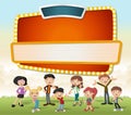 Vector banners backgrounds with cartoon family.