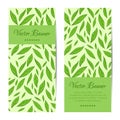 Vector banners, cards set. Green leaves pattern Royalty Free Stock Photo