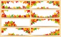 Vector banners with colorful autumn leaves. Royalty Free Stock Photo