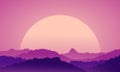 Vector banners hills and mountains Cartoon landscape nature horizontal background, flat design Royalty Free Stock Photo