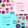 Vector banners with a lot of gift boxes or packages