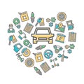 Vector car service and auto repair thin line icons in heart shape design concept. Illustration for presentations on Royalty Free Stock Photo