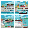 Vector banners with sea transport