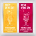 Vector banners set with hand drawn cocktails Royalty Free Stock Photo