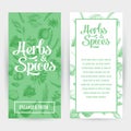 Vector banners set with hand drawn herbs and