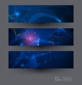 Vector banners set, network communication on dark blue background Royalty Free Stock Photo